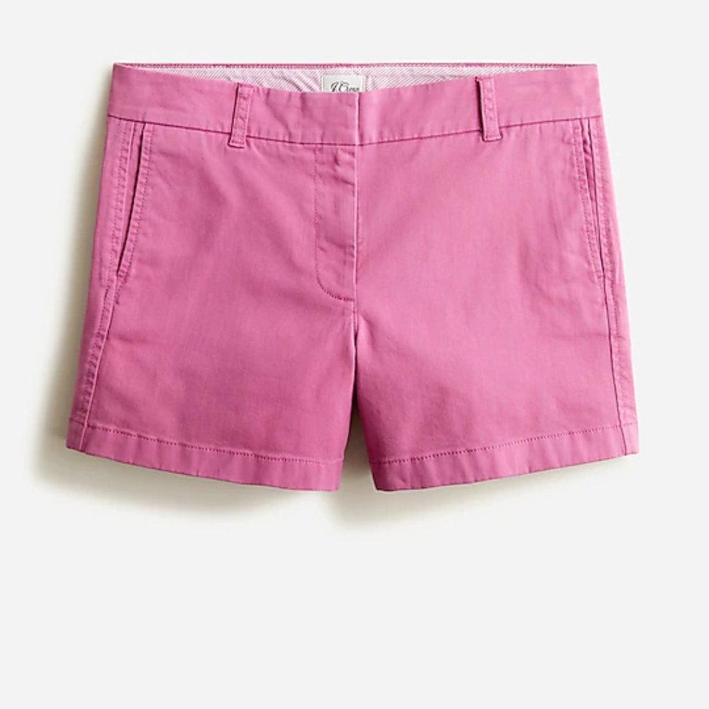 J. CREW Classic Stretch Chino Shorts Vintage Raspberry Size 6 4" Inseam …
